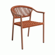 Fauteuil lena en corde torsadé style contemporain pour extérieur - tigaone - rouge 3701680323522