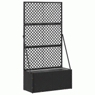 Helloshop26 - Cache-pot de jardin rectangulaire moderne forme pratique 70 x 30 x 135 cm en métal noir 02_0047451 - noir métal 3000234785749