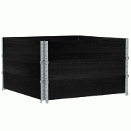 Helloshop26 - Jardinière bac lit surélevé plantes fleurs terrasse jardin 100 x 100 cm bois massif de pin noir 02_0037247 - noir métal 3000217839735