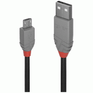 LINDY Câble USB USB 2.0 USB-A Mâle, USB-Micro-B Mâle 2,00 m Noir, Gris 36733 - 4002888367332