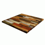 Plateau carré de table extérieur Werzalit 60x60cm décor plancha rouge