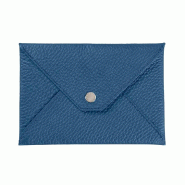Quo Vadis - Pochette papiers identité - Camargue - Bleu - 14x9,5 cm - Cuir pleine fleur de taurillon - Fabrication française - bleu cuir 218065Q