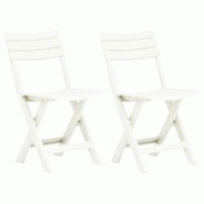 VidaXL Chaises De Jardin Pliables Lot De 2 Plastique Blanc - blanc 48786 VidaXL Chaises De Jardin Pliables Lot De 2 Plastique Blanc - blanc 48786