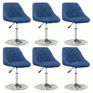 VidaXL Chaises pivotantes à manger lot de 6 Bleu Velours Modèle Yselor - 3088773