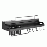 WellHome - Étagère en acier noir 50 x 19,5 x 10 cm - noir acier WH16473