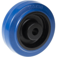 Roue de 100 mm avec caoutchouc élastique bleu sur centre en nylon Roue de 100 mm avec caoutchouc élastique bleu sur centre en nylon