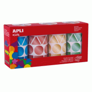 Apli Pack de 3 x 1180 / 1 x 1888 gommettes géométriques, diam. 27 mm, en rouleau, coloris métallisés assortis - 8410782191919