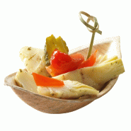 Barquette bateau jetable 12x6 cm en Feuille de Palmier - 25 pièces - Ecobioshopping - 7611243349523