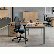 Bureau d'angle individuel Aroma en bois et piètement acier - 100 à 160 cm - 6 finitions - Garantie 3 ans Bureau d'angle individuel Aroma en bois et piètement acier - 100 à 160 cm - 6 finitions - Garantie 3 ans