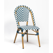 Chaise de terrasse  esthétique, résistante et pratique - rivoli - chevrons bleus et blancs