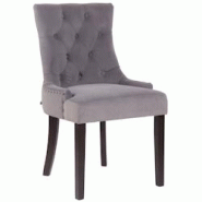 Décoshop26 - Chaise de salle à manger x1 design antique capitonné en velours gris avec 4 pieds en bois marron 10_0001931 - marron 3000250746700 Décoshop26 - Chaise de salle à manger x1 design antique capitonné en velours gris avec 4 pieds en bois marron 10_0001931 - marron 3000250746700