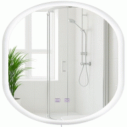 Décoshop26 - Miroir de salle de bain ovale intensité lumineuse réglable 70x50 cm cadre métal clair 10_0009089 - métal 3000267006064 Décoshop26 - Miroir de salle de bain ovale intensité lumineuse réglable 70x50 cm cadre métal clair 10_0009089 - métal 3000267006064