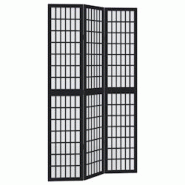 Décoshop26 - Paravent séparateur de pièce cloison 3 panneaux en bois de paulownia noir DEC030807 - noir 3000258129802