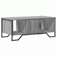 Décoshop26 - Table basse avec compartiment de rangement style industriel 100 x 51 x 40 cm bois d'ingénierie gris et métal DEC039960 - gris métal 3