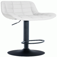 Décoshop26 - Tabouret de bar x1 structure métallique noir assise en PVC blanc avec surpiqûres 10_0005443 - blanc métal 3000252645988