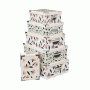FIVE Lot de 6 Boîtes de rangement avec poignées et coins en métal déco Le collectionneur - blanc 3560232668104 FIVE Lot de 6 Boîtes de rangement avec poignées et coins en métal déco Le collectionneur - blanc 3560232668104