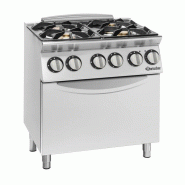 Fourneau à gaz PRO 4 feux sur four électrique GN 2/1, 105 Litres, Série 900, 400 V - GAZ