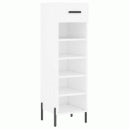 Helloshop26 - Armoire à chaussures blanche 30 x 35 x 105 cm avec tiroir 5 compartiments style industriel en bois d'ingénierie blanc 02_0048739 - bla