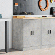 Helloshop26 - Armoire de rangement polyvalente garage 60 x 51 x 85 cm surface de travail pratique moderne en bois gris béton 02_0051372 - gris Bois m