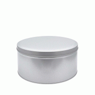 Lot de 24 boîtes rondes alimentaires en fer blanc verni, diamètre 17 cm hauteur 8 cm - gris métal FERON17