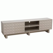 Oviala Business Meuble TV rectangulaire 3 portes L200 cm beige - beige Bois massif 113589 Oviala Business Meuble TV rectangulaire 3 portes L200 cm beige - beige Bois massif 113589