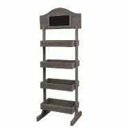 Présentoir Héritage pin vieilli L64xP58xH190cm + ardoise & tablettes inclinables