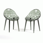 RATTATAN Set de 2 chaises en polycarbonate transparent, résistantes, ergonomiques, pour bar, restaurant, cuisine, jardin, design moderne - Diamante -