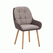 Stamp Reverdy Lot de 2 Chaises SENDAI structure chene massif asssie et dossier bicolore Truffle et chocolat - 3661365006174