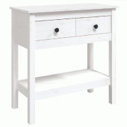 Table console Blanc 75x35x75 cm Bois massif de pin Modèle Ombre Calypso Prime - 814620