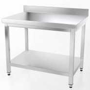 Table inox - Largeur M (L=810-1210mm) - Avec étagère basse, Avec dosseret Inconnue TBLLMP70EtagDossPied