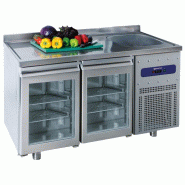 Table réfrigérée inox 2 portes vitrées avec dosseret température -2... - PMRGF150/FG