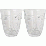 Verre à eau Visage transparent 8 x 10 cm Lot de 2 Opjet - 3700866353070 Verre à eau Visage transparent 8 x 10 cm Lot de 2 Opjet - 3700866353070