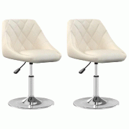 VidaXL Chaises pivotantes à manger lot de 2 Crème Velours Modèle Orion Creator - 335282