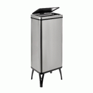 WellHome - Poubelle Intelligente 60L de couleur Grise 35,5x26x95,5cm - Ouverture Automatique/Manuelle - argenté inox WH13690