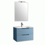 AQA Design Composition de salle de bain en MDF 4 pièces SOLMIRA tiffany blue L.81 P.46,5 H.190 MPSO08-TIF - bleu Bois manufacturé MPSO08-TIF