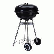Barbecue à charbon de bois sur pied avec couvercle et roulettes, grilles ch - EDM 73696