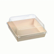 Barquette bois laminé avec couvercle 14,1x14,1x3cm - par 200
