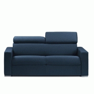 CANAPÉ CONVERTIBLE EXPRESS DARWIN TÊTIÈRES RÉGLABLES COUCHAGE 120CM MATELAS 16CM TISSU TWEED BLEU NUIT