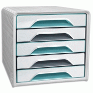 CEP Bloc de classement Smoove Riviera, 5 tiroirs 24x32 fermés, coloris blanc/vert d'eau/gris orage - 3462159015118