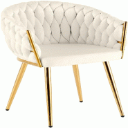 CLP Chaise de salle a manger Molise velours or Velours HBT: 80x58x57 cm Crème Velours - beige textile 328085