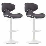 CLP Lot de 2 tabourets de bar Las Vegas V2 en tissu Gris foncé/Blanc - gris textile 316058 CLP Lot de 2 tabourets de bar Las Vegas V2 en tissu Gris foncé/Blanc - gris textile 316058
