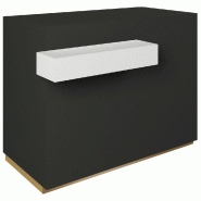 Comptoir 120x60x93,8cm/reposac 70x20xH12cm noir - 2tir.2tabl. - mélaminé noir