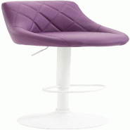 Décoshop26 - Tabouret de bar x1 pivotant hauteur réglable en similicuir violet surpiqûres décoratives cadre en métal blanc 10_0005899 - violet m�