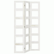 Décoshop26 - Paravent séparateur de pièce cloison porte photos 3 panneaux en bois de paulownia blanc vieilli DEC030757 - blanc 3000258105400
