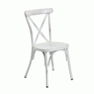 Emh Chaise crossback professionnelle empilable – aluminium blanc vieilli finition époxy effet patiné – usage chr intérieur/extérieur – empil