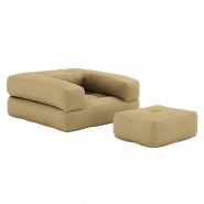 FAUTEUIL FUTON STANDARD CONVERTIBLE CUBE CHAIR COULEUR BEIGE BLÉ