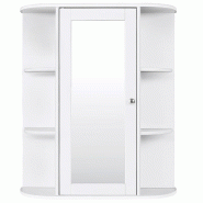 Helloshop26 - Armoire murale de salle de bain 60 x 16,5 x 67,5 cm avec miroir et tablette réglable design incurvé en MDF blanc 20_0021005 - 30002337