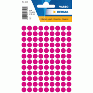 HERMA 540 pastilles adhésives coloris rose, Ø 8 mm (5 feuilles 9x16 / cdt) - 1836