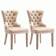 Merax Chaise de salle à manger (lot de 2), chaises de cuisine, chaise rembourrée, chaise de salon, coiffeuse en velours, beige - beige multi-matéri