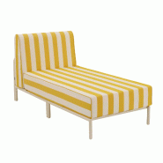 Méridienne rayée pour salon de jardin modulable en tissu jaune clair - jaune aluminium 114821